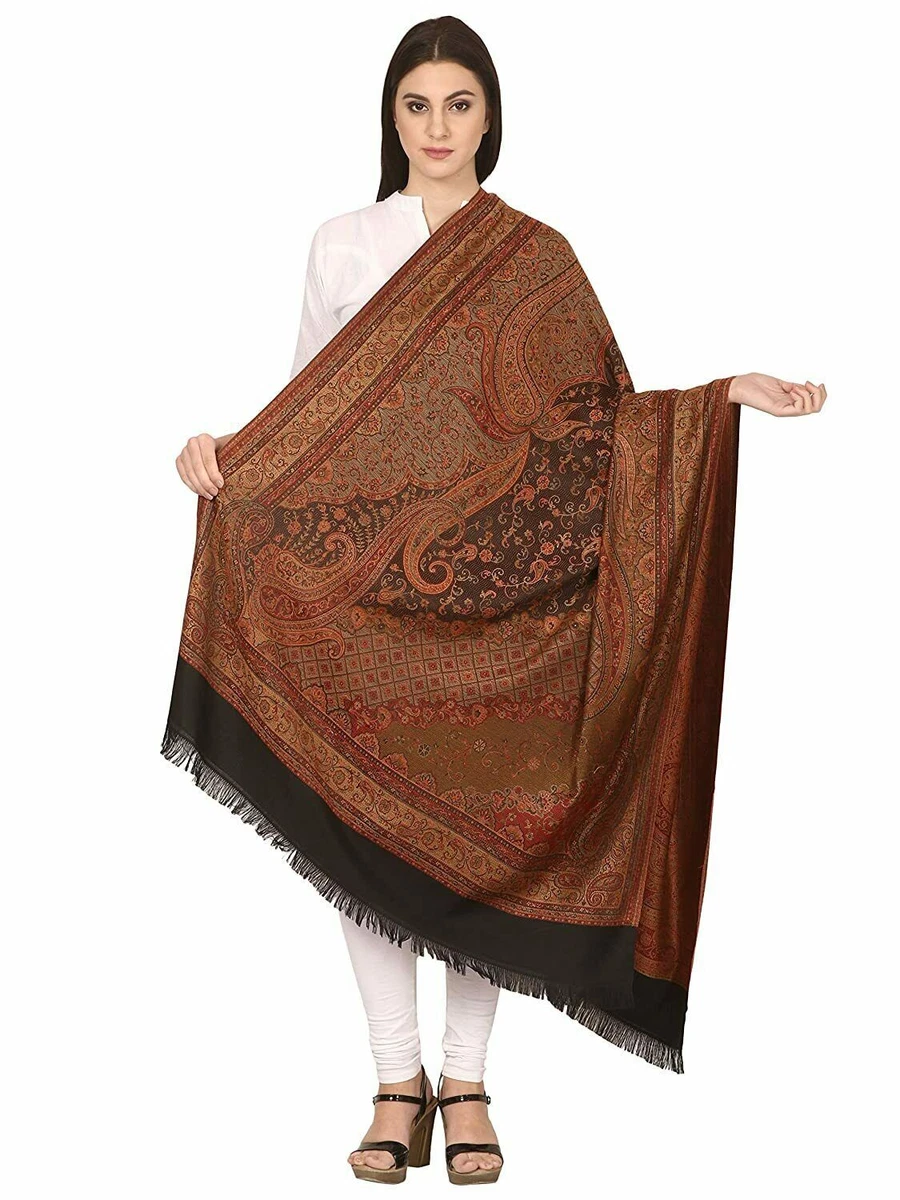 Women s Kashmiri Shawl Jacquard palla Warm soft Faux Pashmina Design