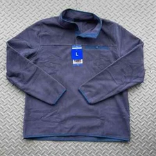 32 Degrees Men’s 1/4 Snap Pullover Sweatshirt Sweater Stretch Fleece Blue Large
