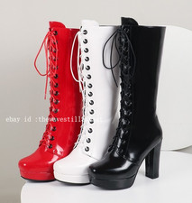 Women High Heels Boots Boots Shoes Plateform Platform Big Size Calf Boots