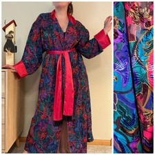 Vintage Victoria's Secret Jewel Tone Floral Robe Regency Gold Label M/L