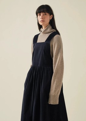 Toast Velvet Pinafore Dress Size 14 Midi Midnight Navy Blue A Line Apron BNWT