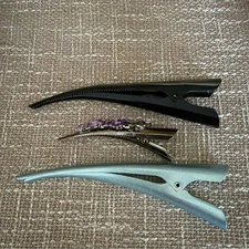 3 vintage metal alligator clips duckbill clips haircare