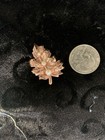 Pearl Clear Rhinestone Leaf Brooch Pin Vintage Pink Gold Tone Off White Faux