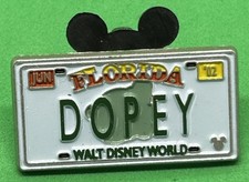 Dopey Dwarf Florida License Plate Hidden Mickey 4 Of 11 Cast Members Disney Pin