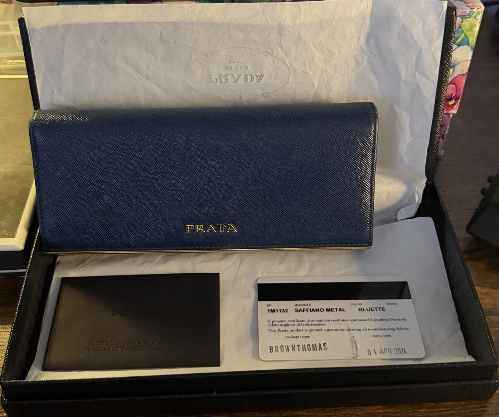 PRADA Blue Envelope Wallet Solid Pattern Logo Zip… - image 2