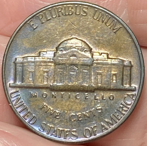 1969-D Jefferson Nickel Beautiful Lustrous Gold/Rainbow Toned Coin #15 - Picture 14 of 14