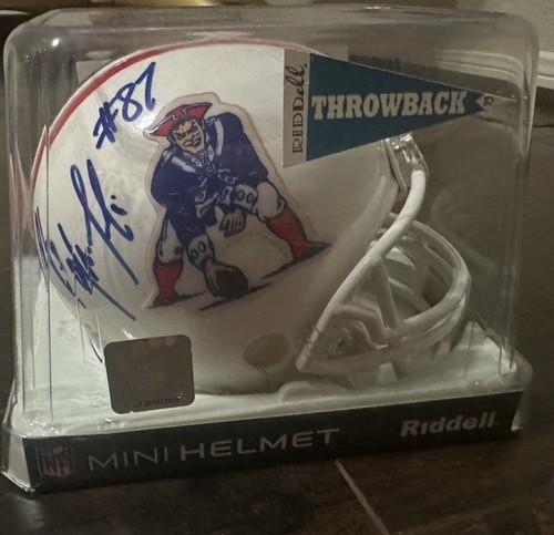 Rob Gronkowski Signed Mini Helmet- Riddel. Photo of Gronk Signing