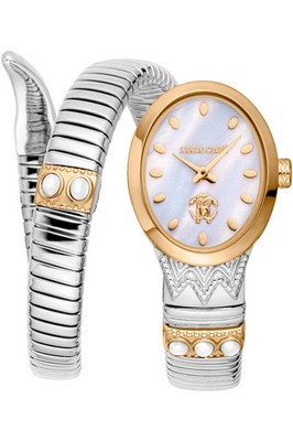 Roberto Cavalli Women's RC5L104M0055 22MM Two Tone Snake Bracelet Watch