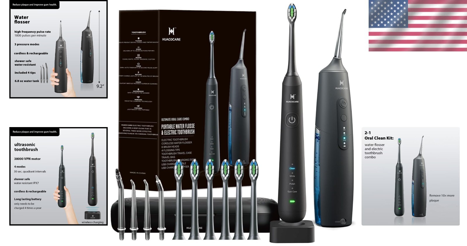 Oral Care Kit: Water Flosser & Electric Toothbrush Combo