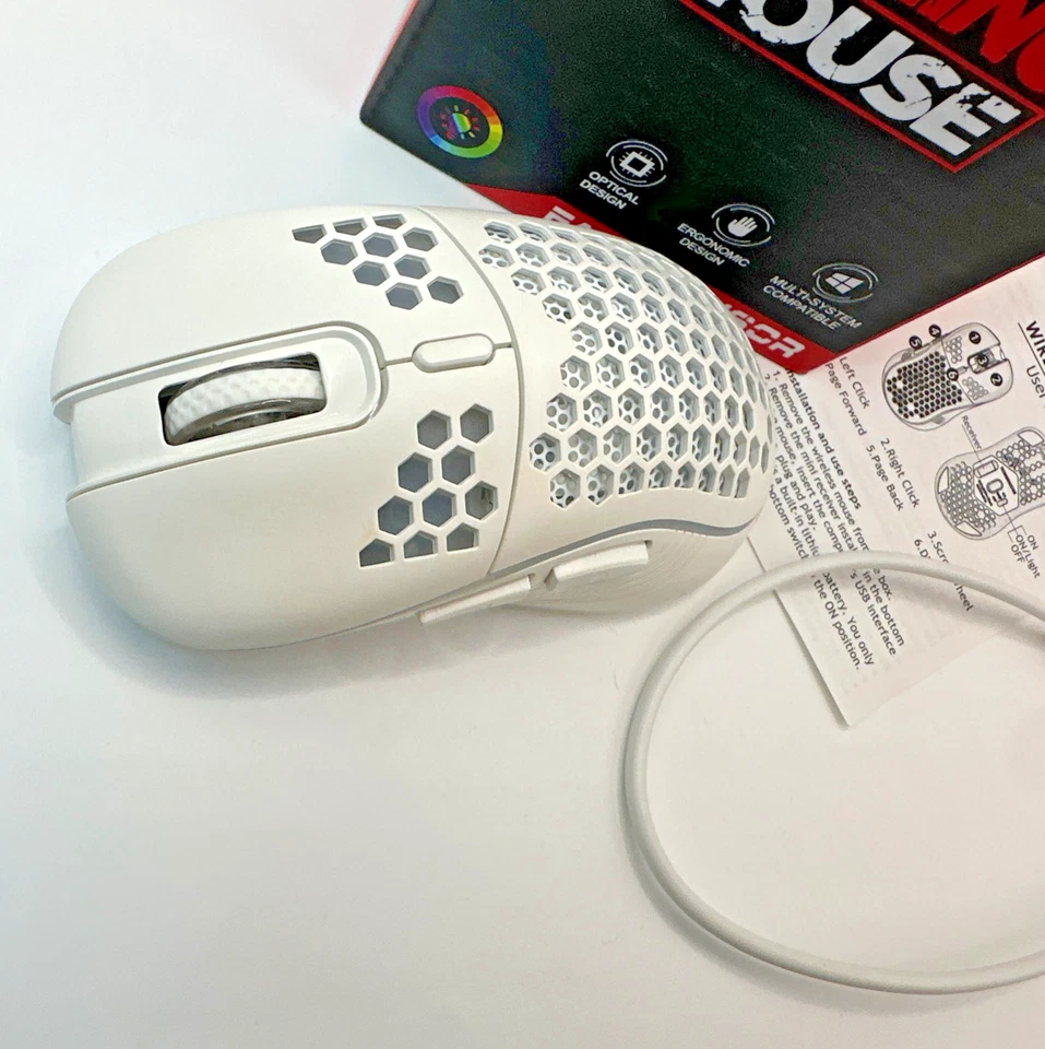 Lightweight Wireless Gaming Mouse Honeycomb RGB LED Ergonomic USB rechargeable - Image 2 of 4