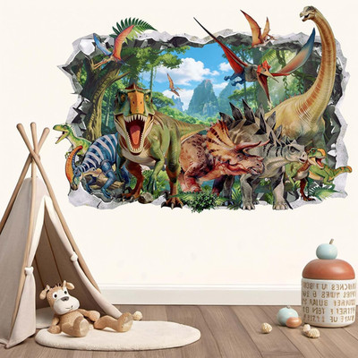 Dinosaur Wall Decals for Boys Kids: Removable Peel and Stick Vinyl Wall Stickers