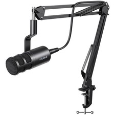 XLR Podcast Dynamic Microphone, Cardioid Studio Mic with Boom Arm for Vocal R...