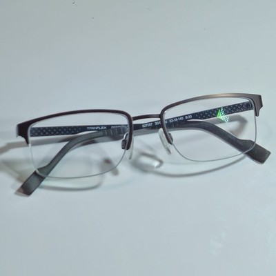 Titanflex Eyeglasses Frames 827087 30/GUN Black Grey Square Half Rim 52-18-140