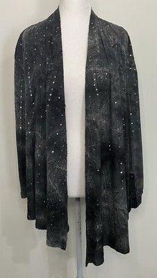 Sami & Jo Knit Cardigan XL Black Embroidered Whimsy Gothic Fairy Witch Dark
