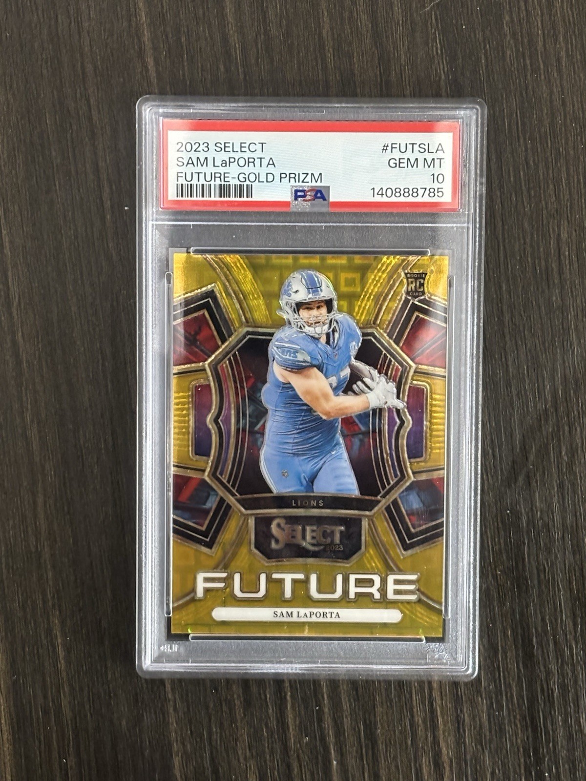 Panini Select 2023 Sam LaPorta RC Select Future Gold Prizm /10 #FUT-SLA PSA 10