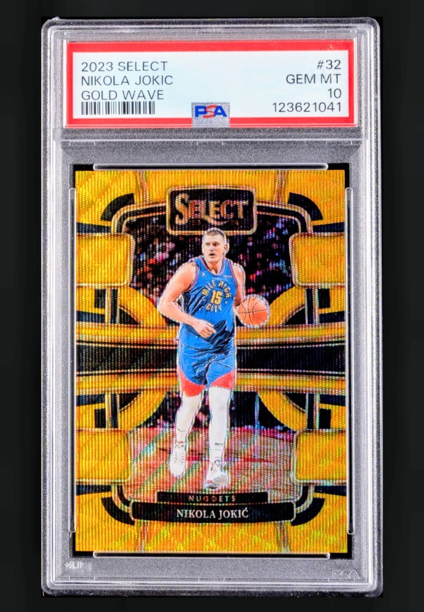 Nikola Jokic 2023 24 Panini Select Concourse #32 Gold Wave Prizm /10 Gem PSA 10