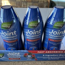 3 New 33.8 fl oz Bottles Natures Way Joint Movement Glucosamine Ultra Strength