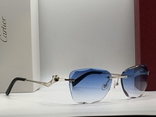 Cartier Panthere Cat Eye Wave Cut Gradient BLUE Lens Sunglasses CT0120o