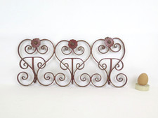 ATTACCAPANNI DA PARETE MURO DI FERRO BATTUTO APPENDIABITI A TRE GANCI VINTAGE sf