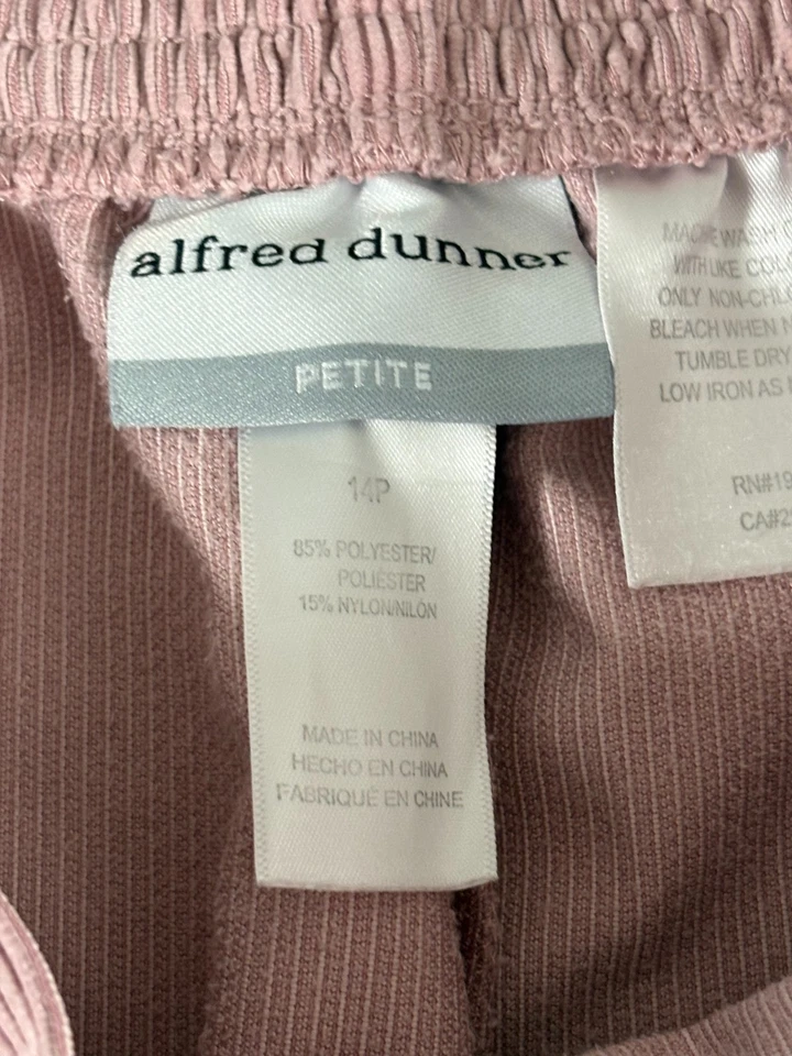 Pantalones de pana Alfred Dunner para mujer Petite 14 rosa coral elástico cintura elástica Foto 3 de 4