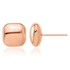 14K Solid Rose Gold 10mm Square Stud Earrings