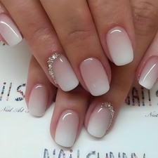 Short Press on Nails Square Acrylic Nails Press ons Cute Pink White Gradient Fak