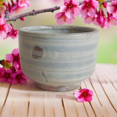 Edo Period Kihara Kiln Sometsuke Rin-sen Mon Fire Pot 11cm with Cloth Tea Ceremo