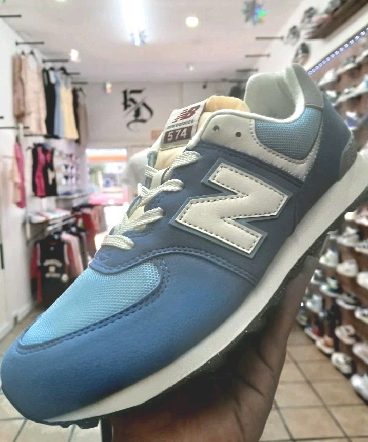New Balance 574 GC574RCA Youth Size 6 Blue Suede White Lifestyle Sneakers Shoes