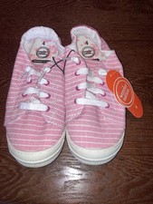 Girls Size 4 Shoes Wonder Nation Pink White Glitter Stripe Sneaker