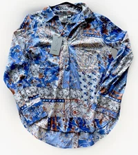 Joie Women's Long Sleeve Size Small Blue Floral Print NWT Button Down Blouse