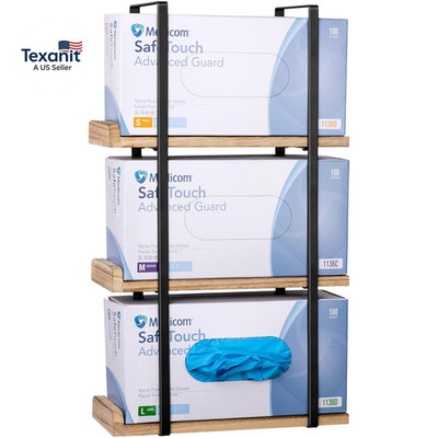 Glove Holder Dispenser for Wall Mount Wooden Metal Disposable Latex Glove Box Ho