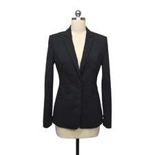 Hugo Boss Jabina Black Virgin Wool Blend Single Button Blazer Jacket Womens US 4