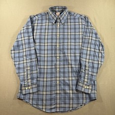 Brooks Brothers Madison Non Iron Shirt Mens Medium Blue Plaid Supima Button LS