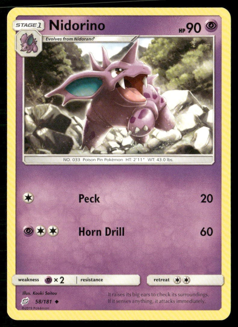 Nidorino 58/181 Uncommon Team Up Pokemon Lightly Played
