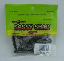 Mister Twister 25SA10-0S Sassy Shad 2" Clear Flake/Black 10CT
