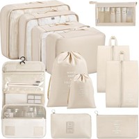 Koffer Organizer Set 12-Teilig Beige Packing Cubes PackwüRfel Reise Gadget