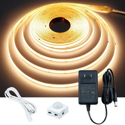 Motion Sensor COB LED Light Strip 16.4ft(5M) Warm White 3000K 3 Lighting Mode...