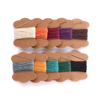 Wooqu Waxed Linen Thread Set, 10 Colors, 10 Yards Each, 3 ply, 0.55mm Thickne...