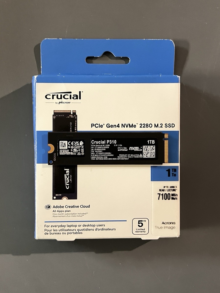 Crucial P310 1TB PCIe Gen4 2230 NVMe M.2 SSD - Up to 7,100 MB/s