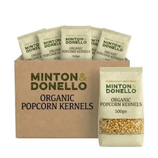 Minton & Donello Organic Popcorn Kernels 3kg 6x500g Bulk Pack