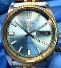 Vintage SEIKO 5 Men's Automatic Watch Cuttering Two Tone  6309-Dial Replaced