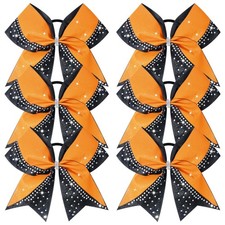 6PCS Glitter Cheer Bow Large Cheer Bows Rhinestones Hair Bows Girls 8"Cheerle...