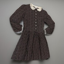 VTG 70s Ditsy Floral Prairie Kids Dress Cinderella Cottage Victorian Heirloom 10