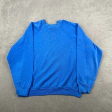 Vintage 80s Tultex Sweatshirt Sz XL Blue Fleece Lined Ribbed Raglan Sleeve
