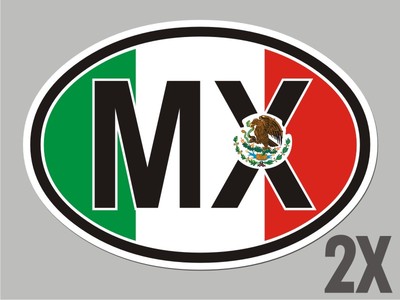 2 Mexico MX Mexican OVAL stickers flag decal bumper car window sticker CL040