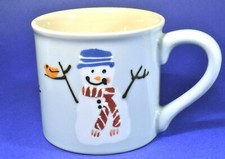 Hartstone Pottery Snowman & Yellow Bird 12oz Hand Painted Coffee Mug Made in USA