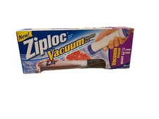 Ziploc Vacuum Pump Starter Kit with 3 Quart Size Freezer Bags New Sealed