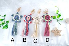 Handmade Macrame Star Pattern Macrame Keychain Boho Keychain USA