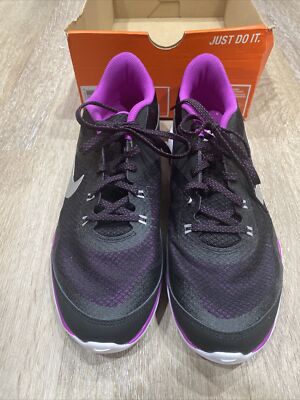 Nike Women's Flex Trainer 5 Running Shoe, Black/Metallic Silver/purple Sz 11 NEW