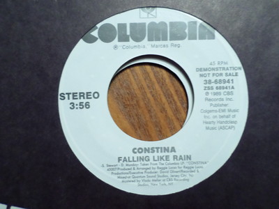PROMO COLUMBIA 7'' 45 RECORD/CONSTINA/FALLING LIKE RAIN/ NR MINT 1989 SOUL